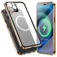 Magnetic Dual Glass MagSafe case for iPhone 12 Pro, gold
