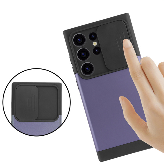 Case for Samsung Galaxy S24 Ultra, ERBORD MagProtect Slide Camera, purple