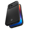 Spigen Enzo Aramid MagSafe case for iPhone 17 Pro, carbon black / silver