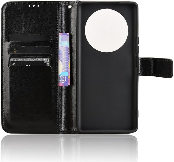 Flip case for Honor Magic 7 Lite, Crazy Horse Wallet, black
