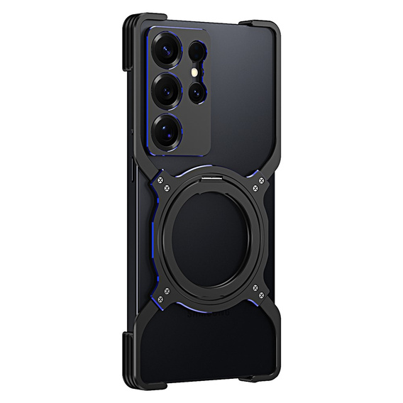 Case for Samsung Galaxy S25 Ultra, Kickstand Bumper, with lens cover, for MagSafe, black / blue