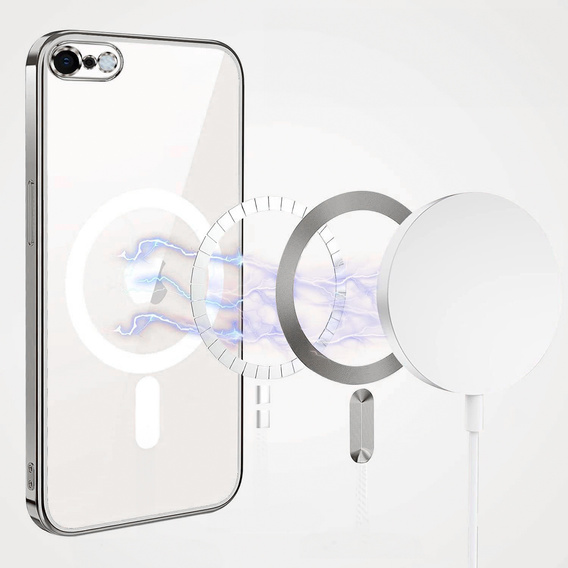 Case for iPhone 7 / 8, Electro MagSafe, silver + Screen Glass