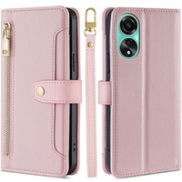 Flip case for Oppo A78 4G, Wallet Zipper Pocket, pink