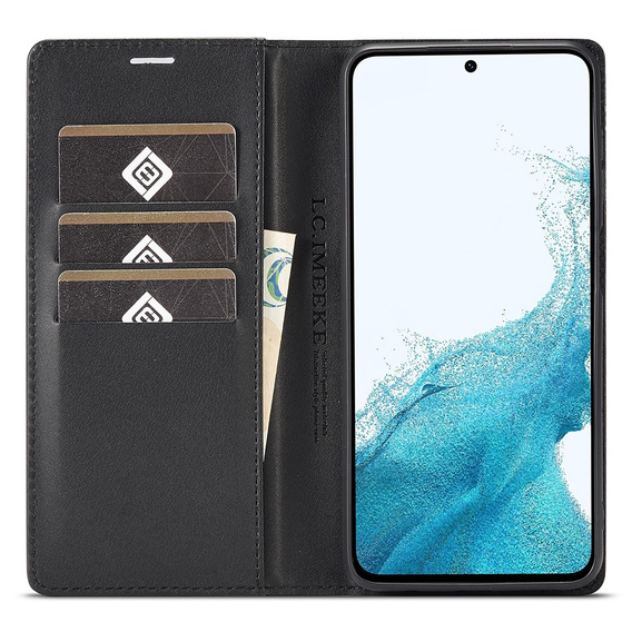 LC.IMEEKE flap case for Samsung Galaxy A17 5G, carbon textured, black