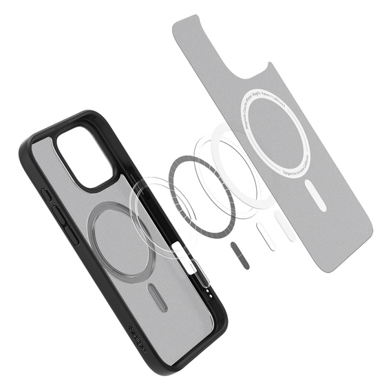 Spigen MagSafe Case for iPhone 16 Pro Max, Ultra Hybrid, transparent / black + 9H Tempered Glass