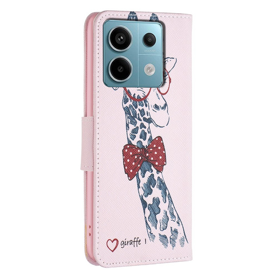 Flip case for Xiaomi Redmi Note 13 Pro 5G, Wallet, Giraffe pink