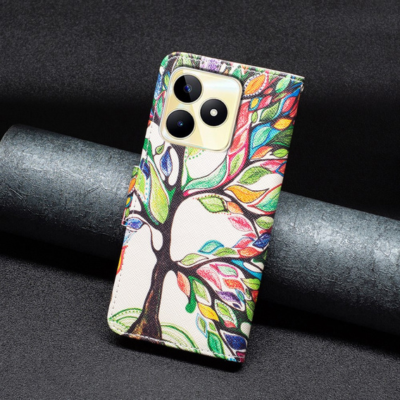 Flip case for Realme C53 4G, Wallet, tree of life, white