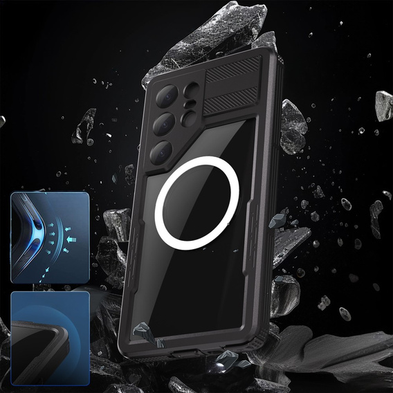Waterproof case for Samsung Galaxy S25 Ultra, Redpepper, for MagSafe, black