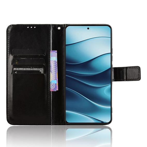 Flip case for Xiaomi Redmi Note 14 5G, Crazy Horse Wallet, black