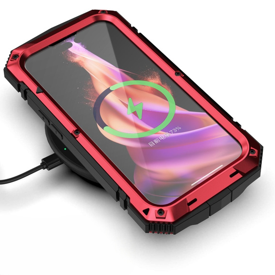 Case for iPhone 15, R-JUST, armoured, red / black