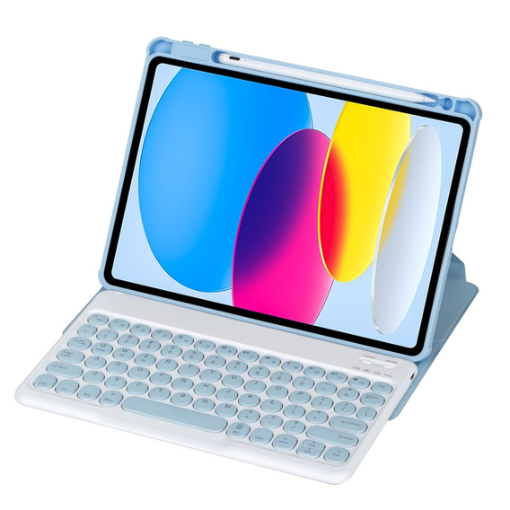 Keyboard case for iPad 11" 2025 A16 (11 gen.) / iPad 10.9" 2022 (10 gen.), Rotary 360° Leather, light blue
