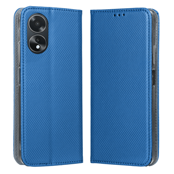Case for Oppo A18 4G / A38 4G, Smart Magnet, dark blue + 9H glass