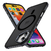 Matt Case for iPhone 17, armoured, for MagSafe, smoked with black sides