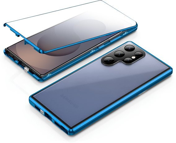 Case for Samsung Galaxy S25 Ultra, Magnetic Dual Glass, blue