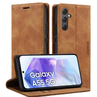 Case for Samsung Galaxy A55, ERBORD Vintage, brown + Screen Glass