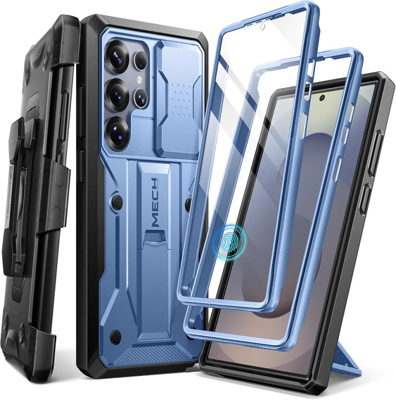 Rugged Case for Samsung Galaxy S25 Ultra – Tongate MECH Series Belt Clip, blue