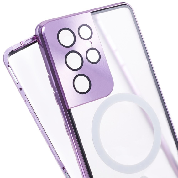 Magnetic Dual Glass MagSafe case for Samsung Galaxy S21 Ultra, purple