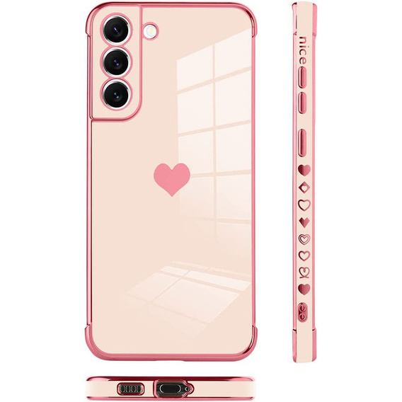 Case for Samsung Galaxy S22, Electro heart, pink rose gold