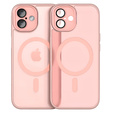 Case for iPhone 16, for MagSafe, ERBORD Matt Case, pink + Screen Glass