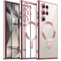 Case for Samsung Galaxy S24 Ultra, Electro MagSafe, pink rose gold + Full Glue Ceramic Glass