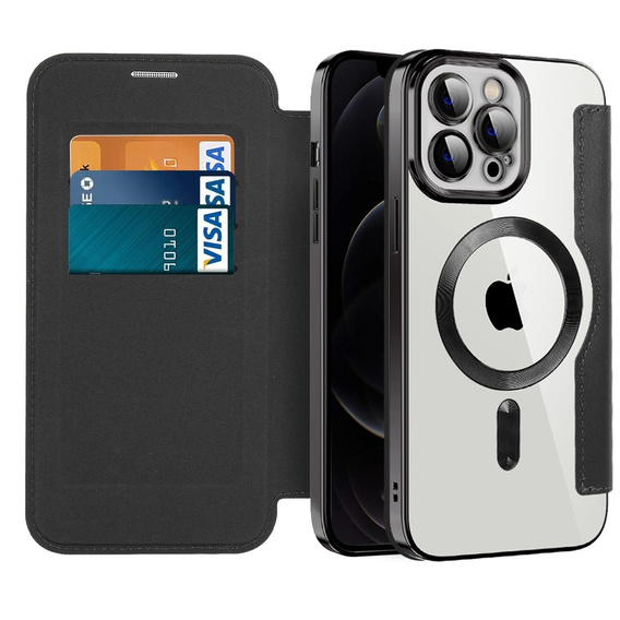 Flip case for iPhone 12 Pro Max, RFID Wallet MagSafe CamShield, black
