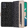 Flip case for Samsung Galaxy A51, Wallet Pocket Zipper Lace, black