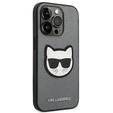 Karl Lagerfeld Case for iPhone 14 Pro Max, Saffiano Choupette Head Patch, silver
