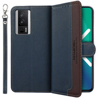 Flip case for Poco F5 Pro 5G, KHAZNEH RFID, blue / brown
