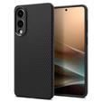 Spigen case for Samsung Galaxy S25 Edge, Liquid Air, black + 9H Tempered Glass