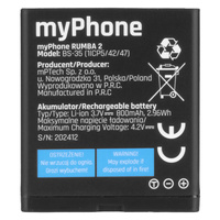 Battery for myPhone Rumba 2 mobile phone 800 mAh