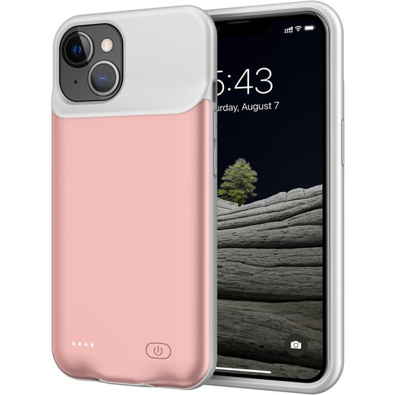 Case with 6500mAh Battery for iPhone 13, pink