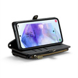 Case CASEME for Samsung Galaxy A55 5G, RFID Leather Wallet, with shoulder strap, black