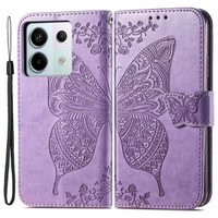 Flip case for Xiaomi Redmi Note 13 Pro 5G, Butterfly, purple