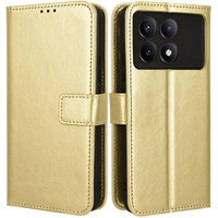 Flip case for Xiaomi Poco F6 Pro, Crazy Horse Wallet, gold