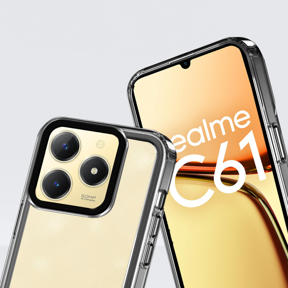 Case for Realme C61, Fusion Hybrid, transparent / black