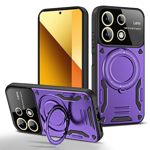 BENKS Kevlar Case for Xiaomi Redmi Note 13 Pro 4G / Xiaomi Redmi Note 14S / Xiaomi Poco M6 Pro 4G, for MagSafe, Carbon Fiber, purple