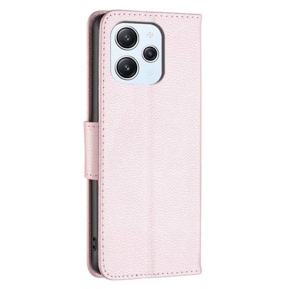 Flip case for Xiaomi Redmi 12 4G, Wallet Litchi Magnet, pink rose gold