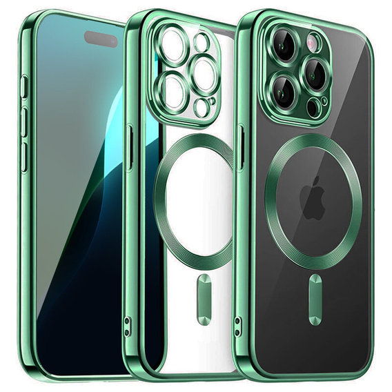 Case for iPhone 16 Pro Max, Electro MagSafe, green + Screen Glass