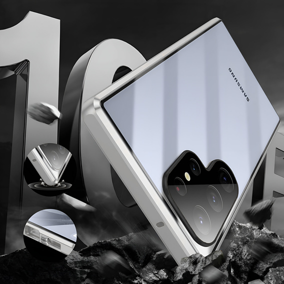 Case for Samsung Galaxy S25 Ultra, Magnetic Dual Glass, silver