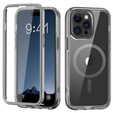Case for iPhone 16 Pro, Shockproof Hybrid, with screen film, for MagSafe, grey