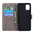 Flip case for Samsung Galaxy A51, Butterfly Flower, grey
