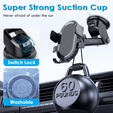 Car windshield mount with adjustment and automatic clamping for smartphones from 6 to 8.5 cm wide