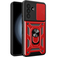 Armored Case for Samsung Galaxy A56, CamShield Slide, red + Tempered Glass 9H