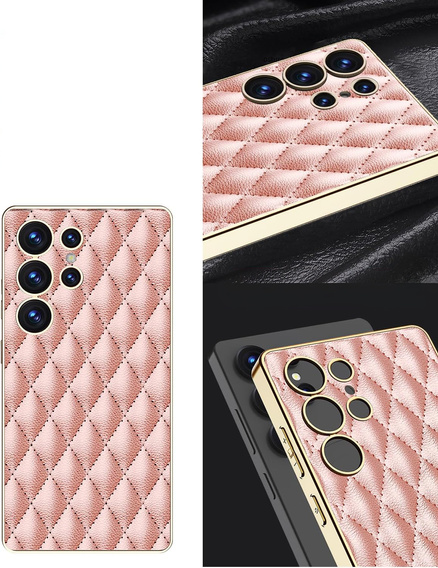 Case for Samsung Galaxy S25 Ultra, Leather Rhombus, pink