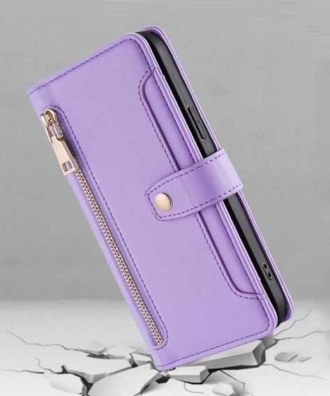 Flip case for Oppo Reno 13, Wallet Zipper Pocket, purple