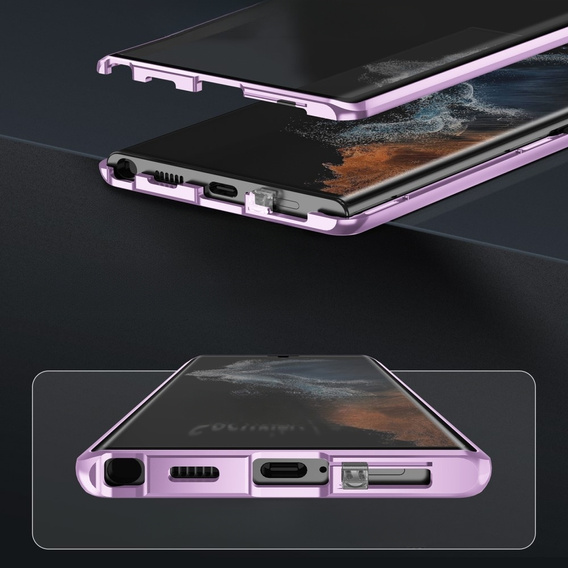 Case for Samsung Galaxy S23 Ultra, Magnetic Dual Glass, purple
