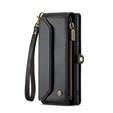 Case CASEME for Samsung Galaxy S25 Ultra, RFID Leather Wallet, with shoulder strap, black