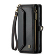 Case CASEME for Samsung Galaxy A55 5G, RFID Leather Wallet, with shoulder strap, black