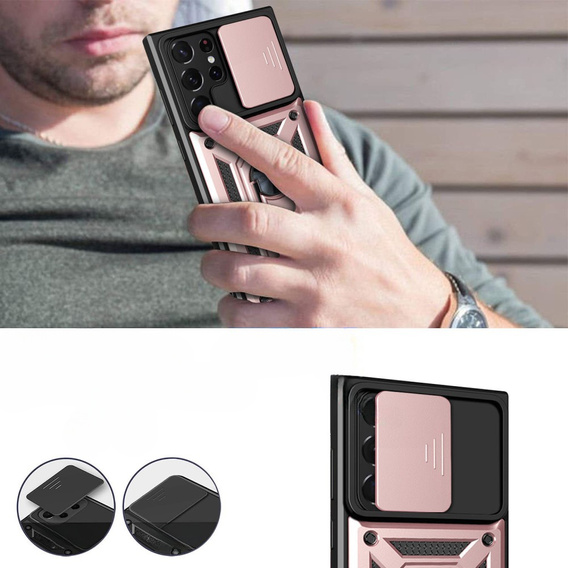 Case for Samsung Galaxy S23 Ultra, CamShield Slide, pink rose gold