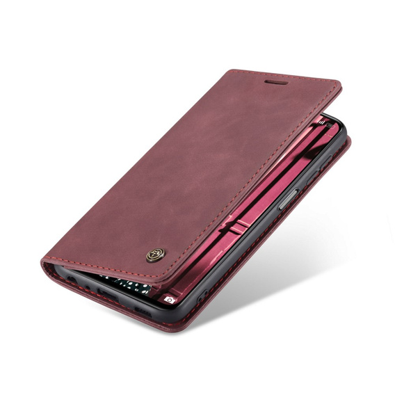 CASEME case for Xiaomi Redmi Note 10 / 10S, Leather Wallet Case, maroon
